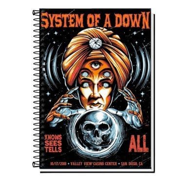 Caderno System of a Down | Caderno Escolar 1 a 20 Matérias | Caderno Universitário | Divisórias | Material Escolar Rock