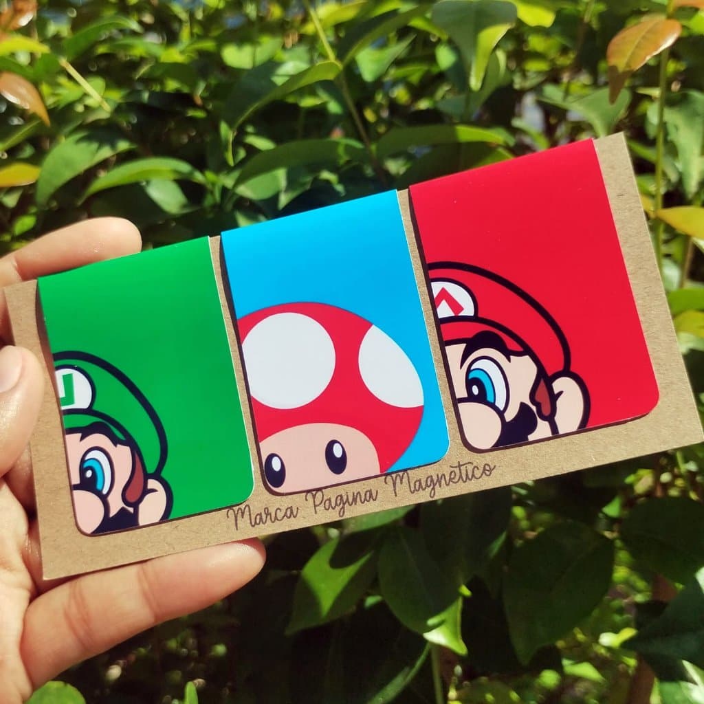 Kit 3 Marcadores de Página Magnético Fofos Para Livros Planner Agenda Leitura Presente Super Mario 1