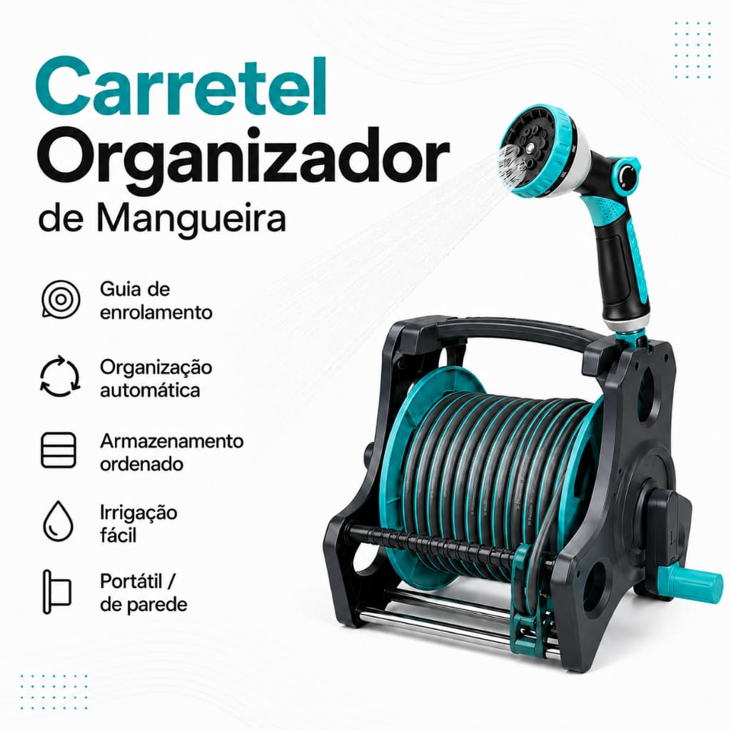 Mangueira de PVC resistente e durável 10m/20m/30m para regar jardim, irrigar plantas, uso múltiplo, com enrolador