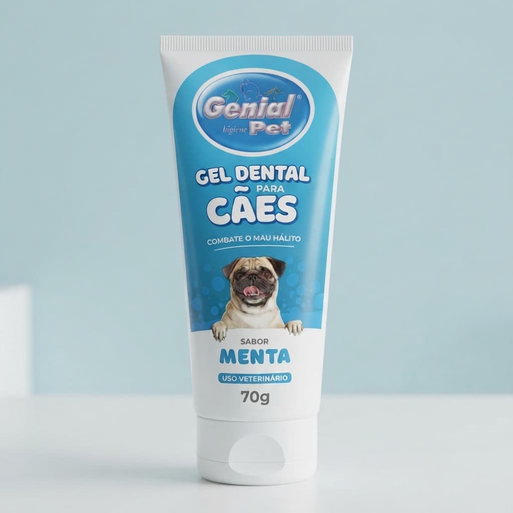 Gel Dental para Cães Menta 80g Genial Pet Higiene Bucal
