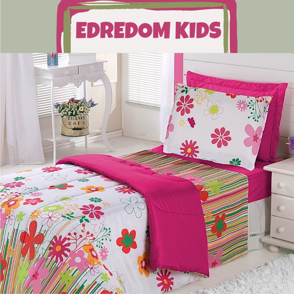 Edredom Solteiro Infantil Estampado kids 1 Peça  Dupla Face Conforto Térmico Macio e Vibrante