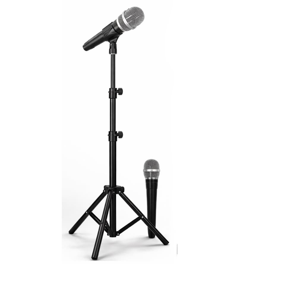 Pedestal Tripé Profissional Para Microfone Universal: Reforçado, Ajustável A 2,10m E Em Metal Preto