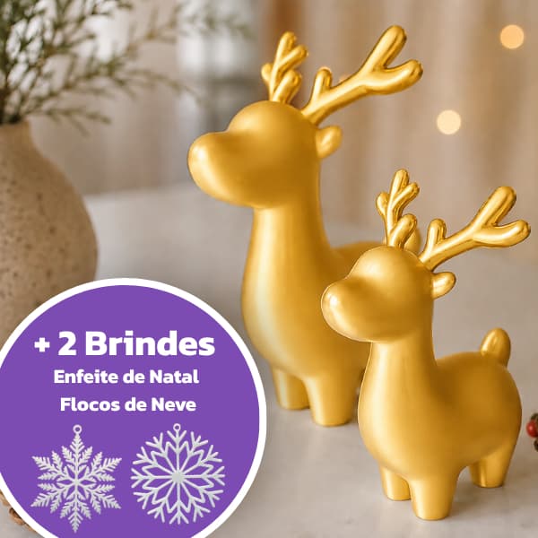 Kit Enfeite de Natal Renas | Dupla de Renas Decorativas + Brindes Exclusivo