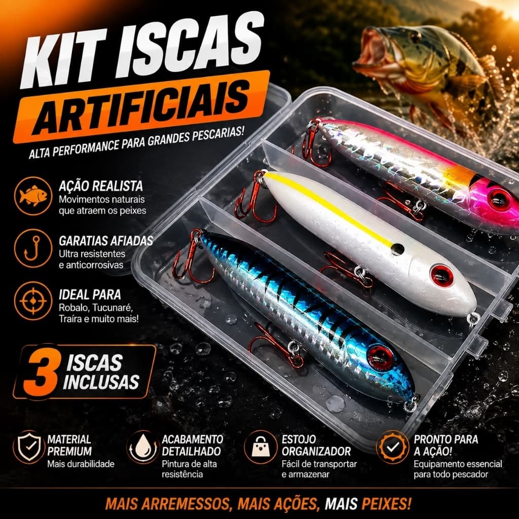 kit Isca artificial Superficie Topwater - Isca Artificial em Forma de Lápis para Água Salgada e Doce