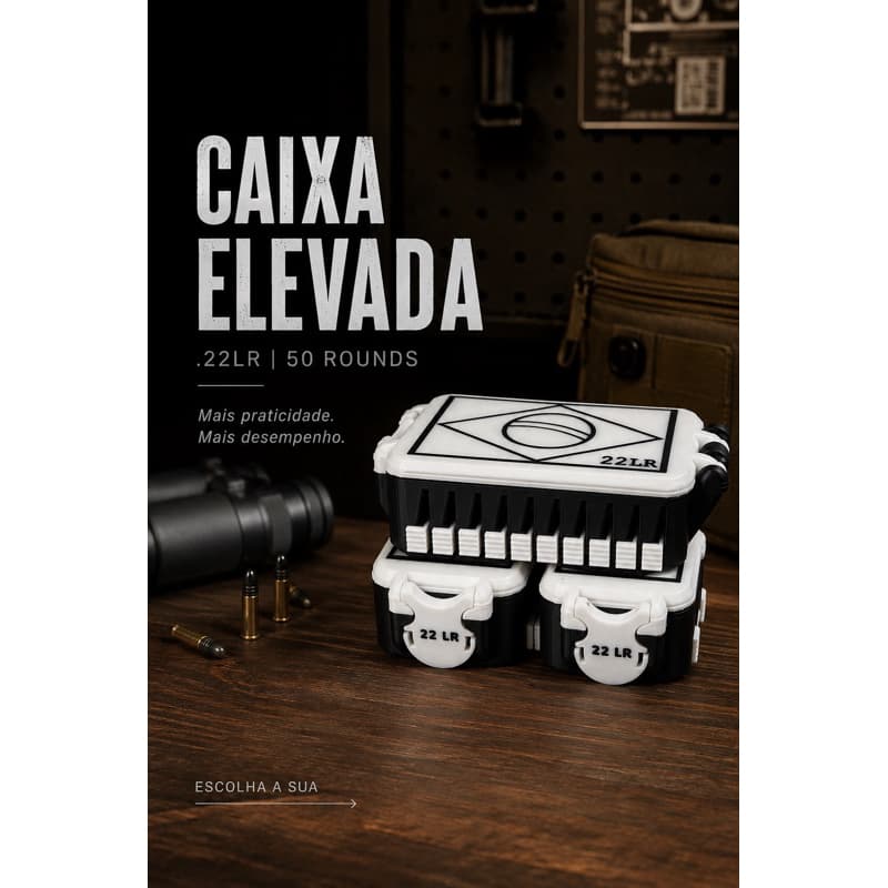 CAIXA 22LR COMPARTIMENTO 50 ROUNDS PERSONALIZÁVEL