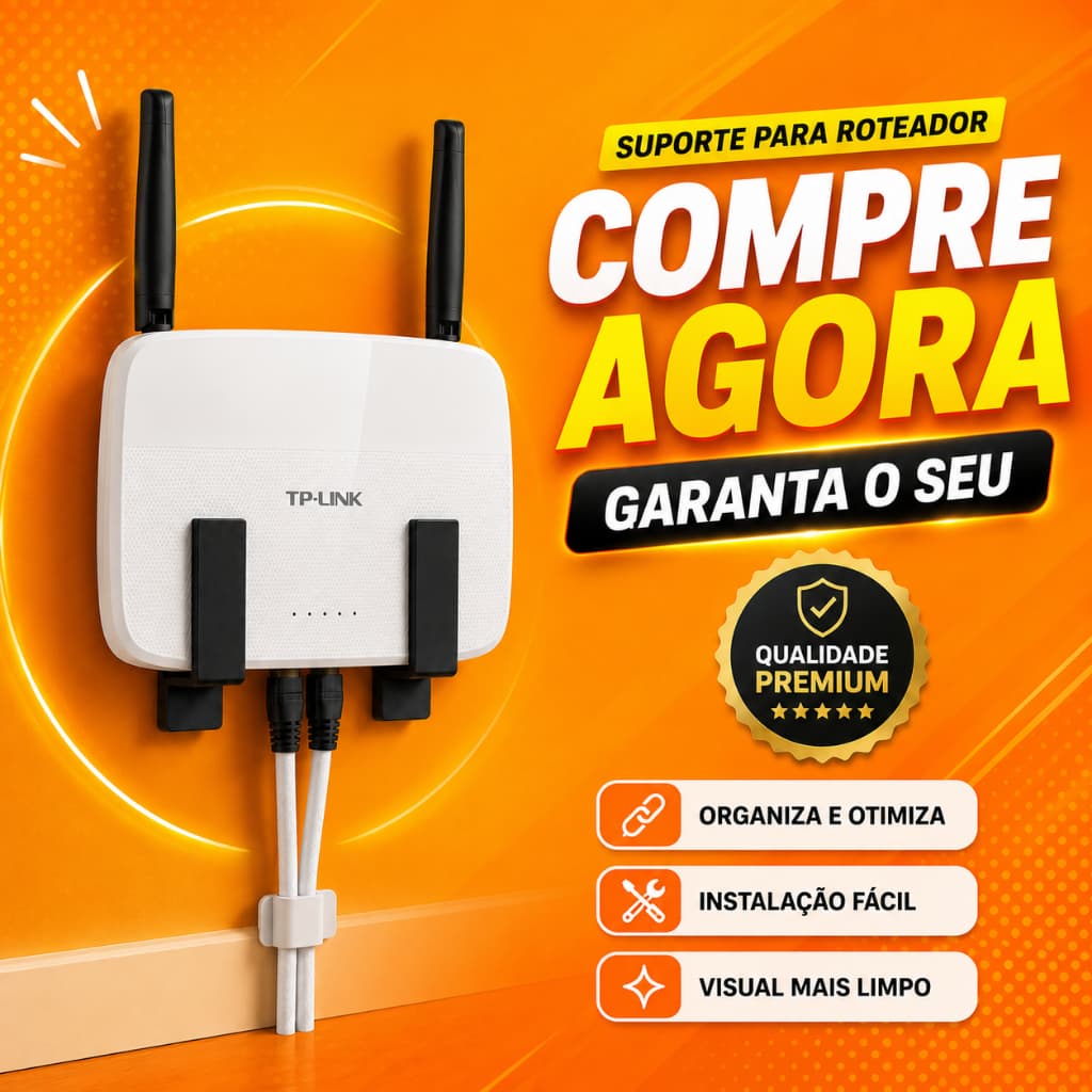 Suporte Roteador Parede Sem Furo Fita 3M Organizador WiFi Internet Modem Universal Fácil Instalação