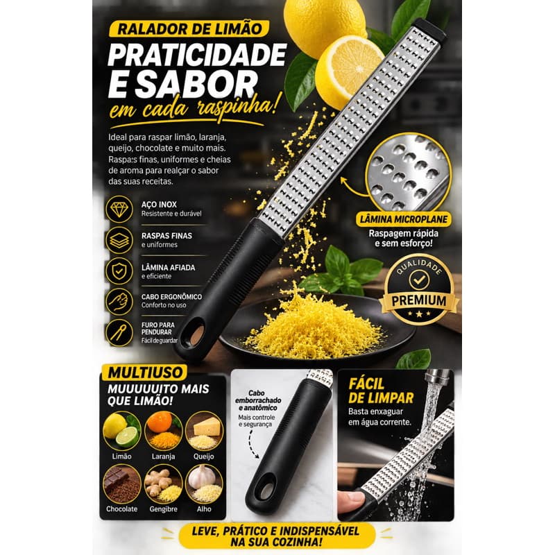 Ralador Zester Culinário Profissional Inox Extra Fino