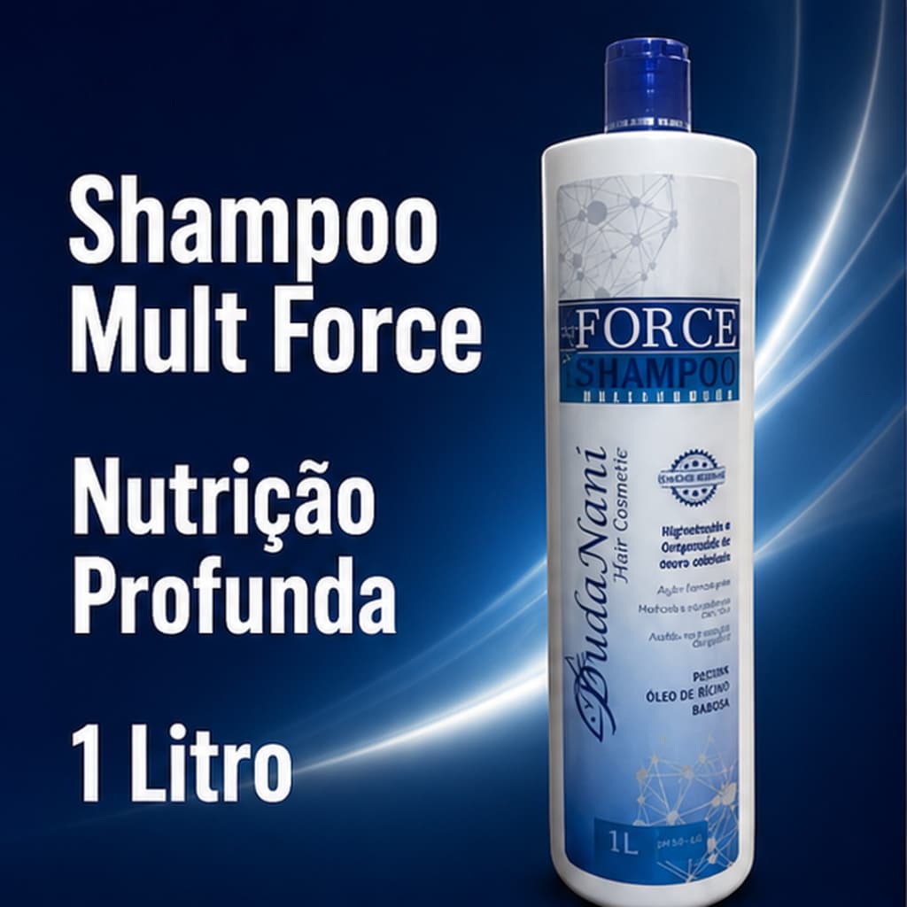 Shampoo Fortificante Mult Force 1L Dudanani com Biotina Ricino e Babosa Hidratação Profunda