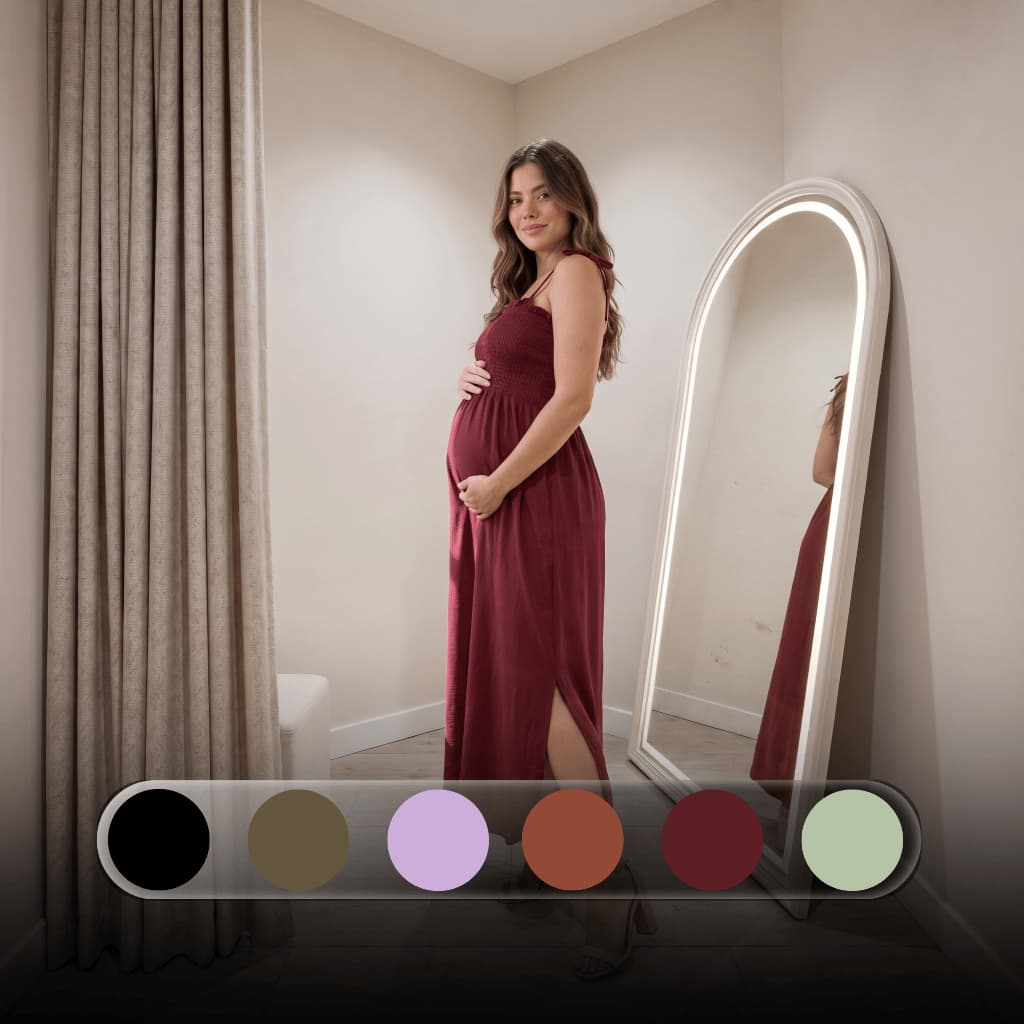 Vestido Longo Gestante Soltinho Lastex no Busto Fenda Grávida Chá de Bebê Promoção