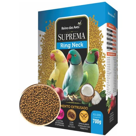 Ração Para Ring Neck Suprema Extrusada 700g Reino Das Aves Calopsita