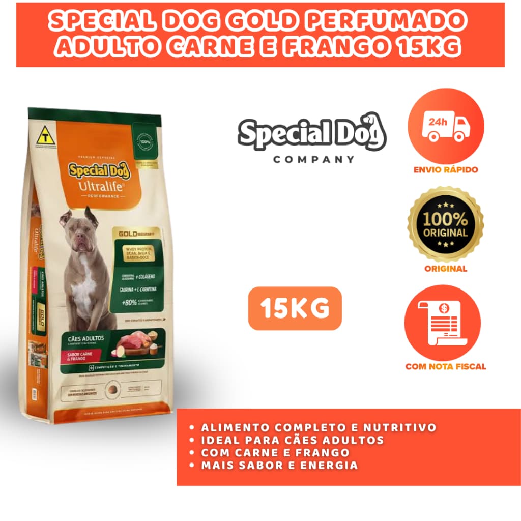 SPECIAL DOG GOLD PERF ADULTOS CARNE E FRANGO 15 KG ALIMENTO COMPLETO PARA CÃES ADULTOS