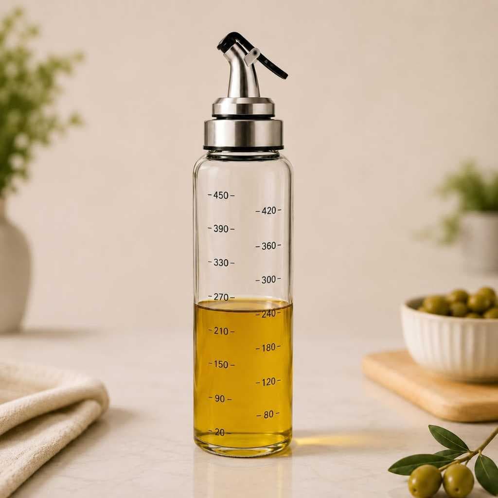 Galheteiro de Vidro 500ml com Bico Dosador – Dispenser para Azeite, Óleo e Temperos