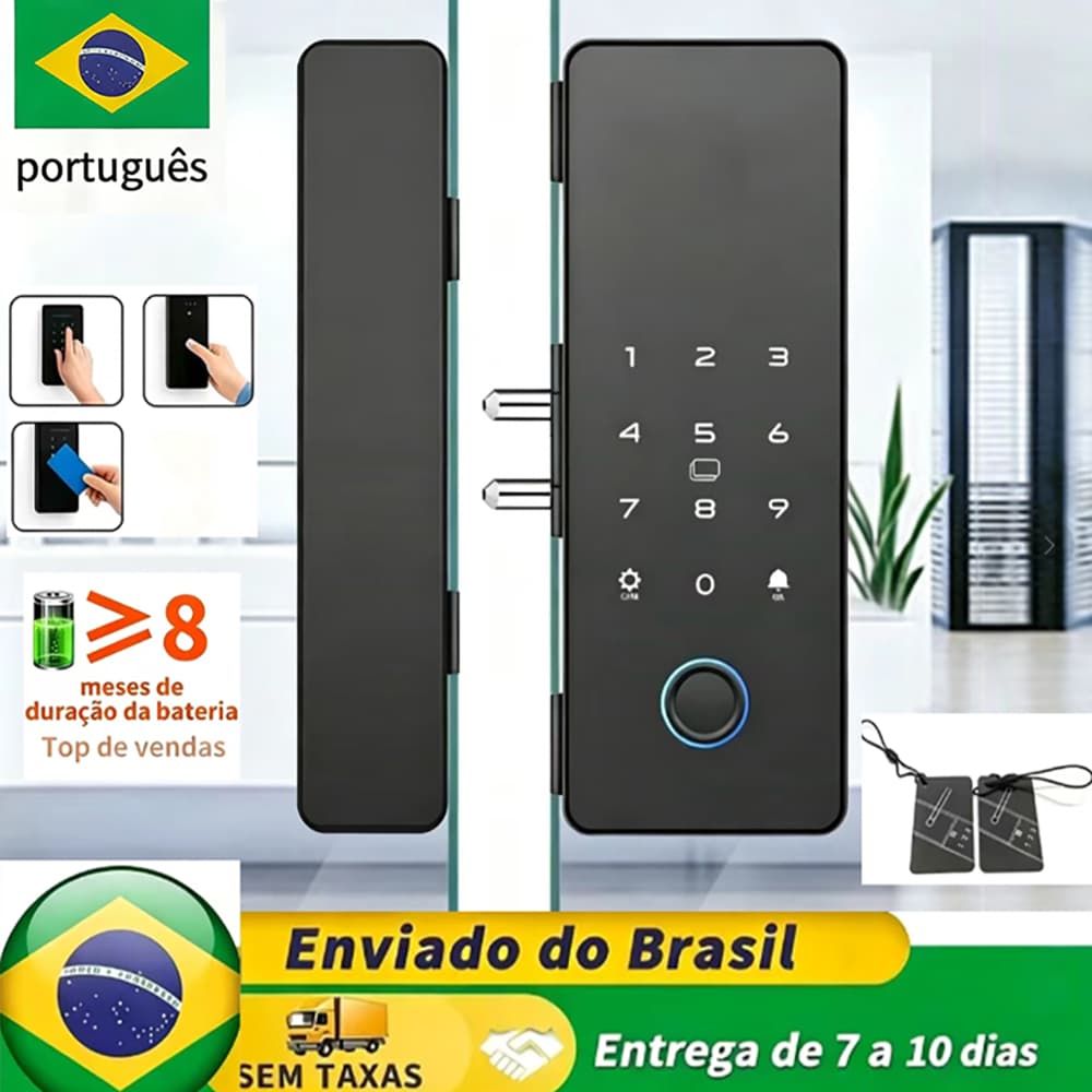4 em 1 Sem Furos Fechadura Eletrônica Smart Door Biometria Segurança com Impressão Digital, Senha, Cartão IC -M4