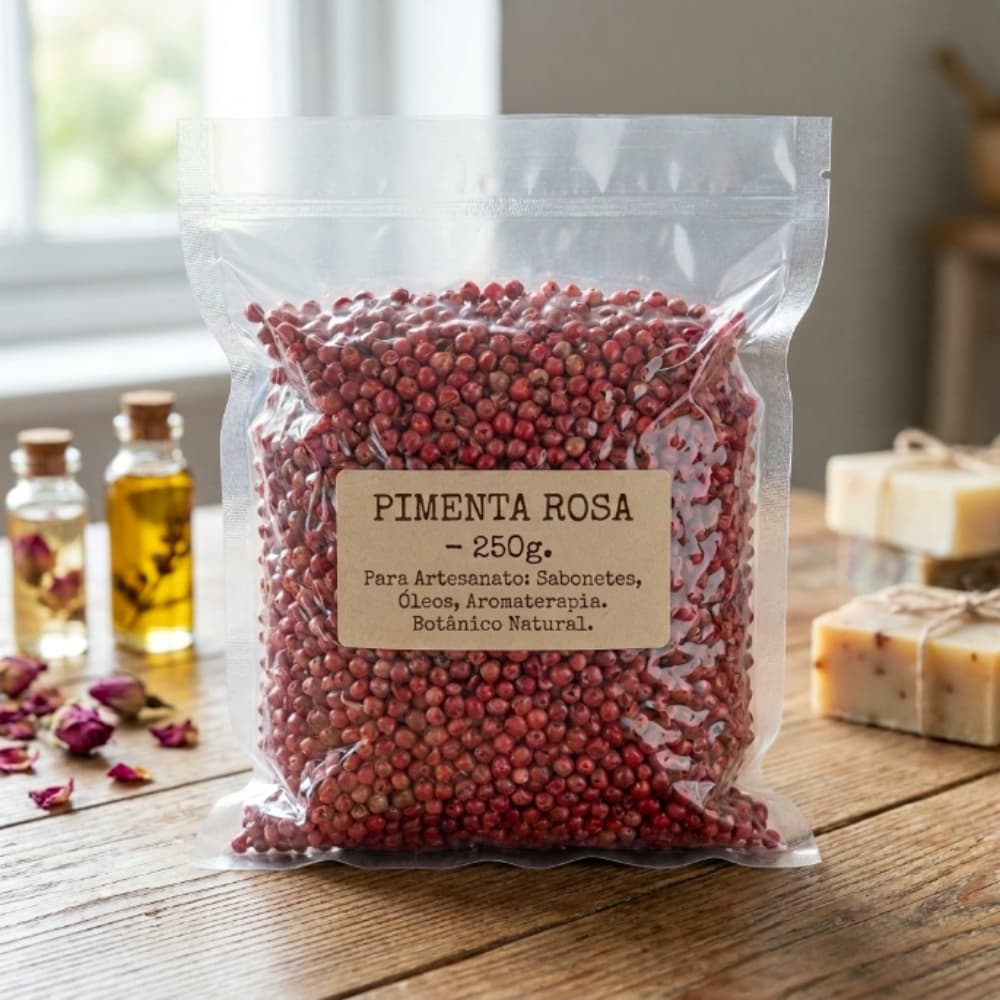 Pimenta Rosa em Grãos 250g para Artesanato Sabonete Velas Decoração, óleo vegetal, cosméticos naturais