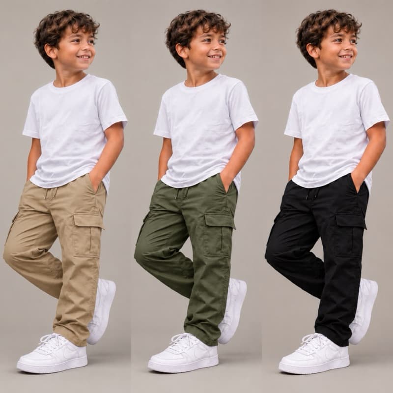 KIT 3 CALÇAS CARGO SARJA INFANTIL SKATISTA ESTILO E CONFORTO PARS OS PEQUENOS 10-16