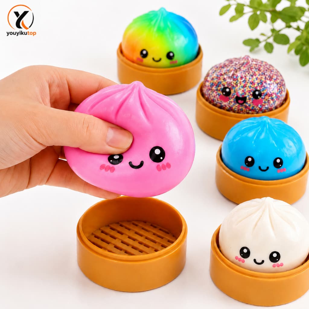 Dumpling Squishy Bolinho Baozi Brilhante Glitter Surpresa Pãozinho Macio Orbeez