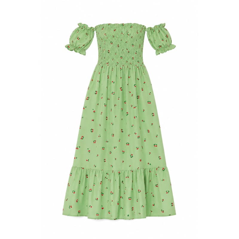 Vestido Longo Estampa cereja Vestido Longo Ciganinha Vestido Ombro a Ombro