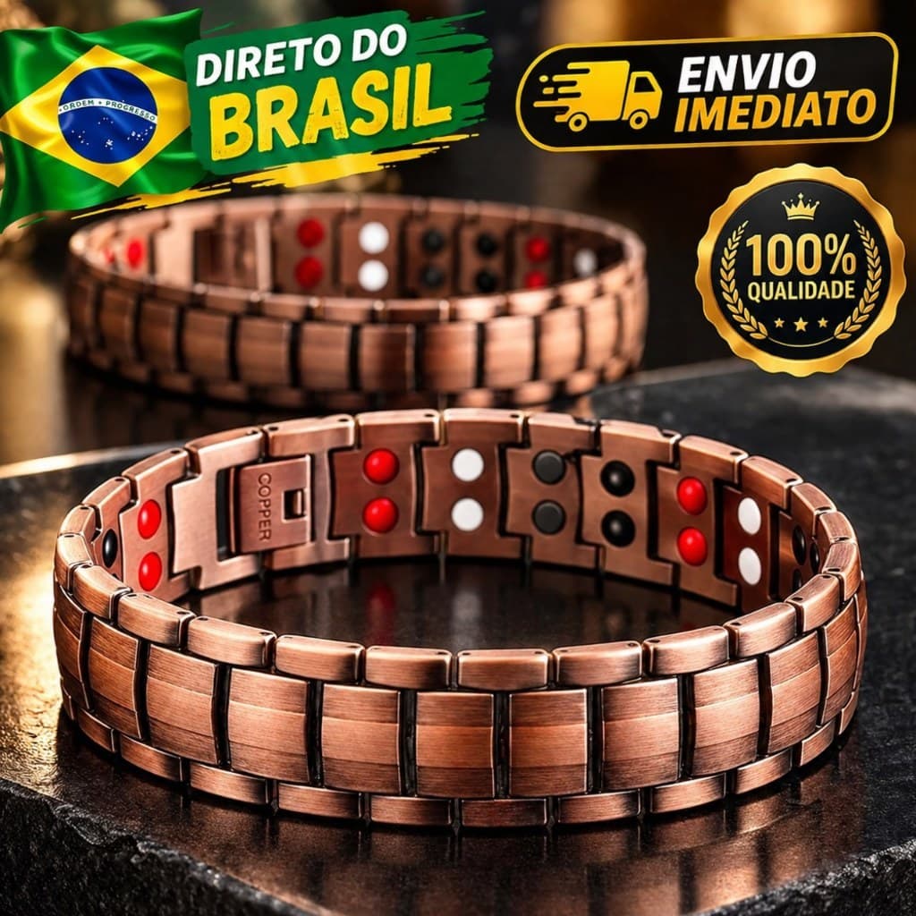 Pulseira magnetica de cobre turmalina escudo Ancestral