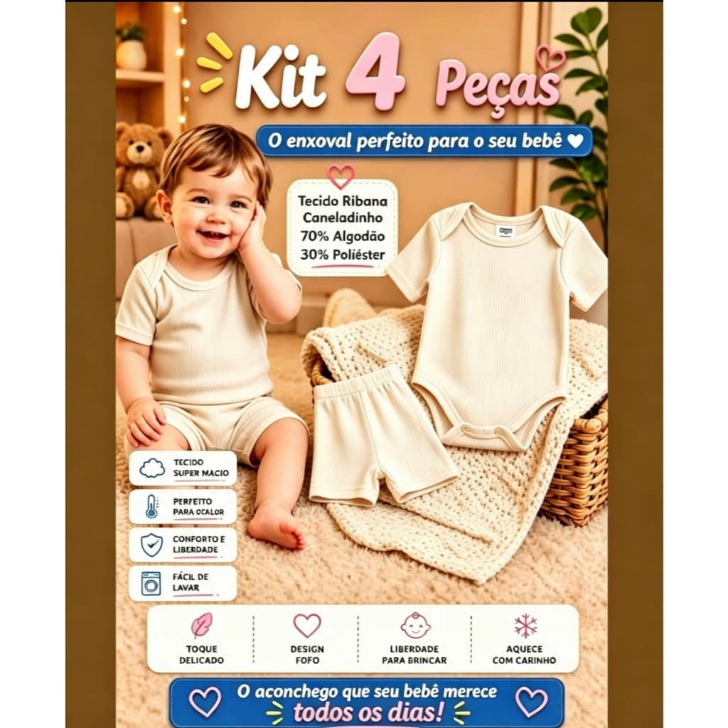 Kit Com 4 peças 2 Conjuntinhos de Verão Infantil Bebe