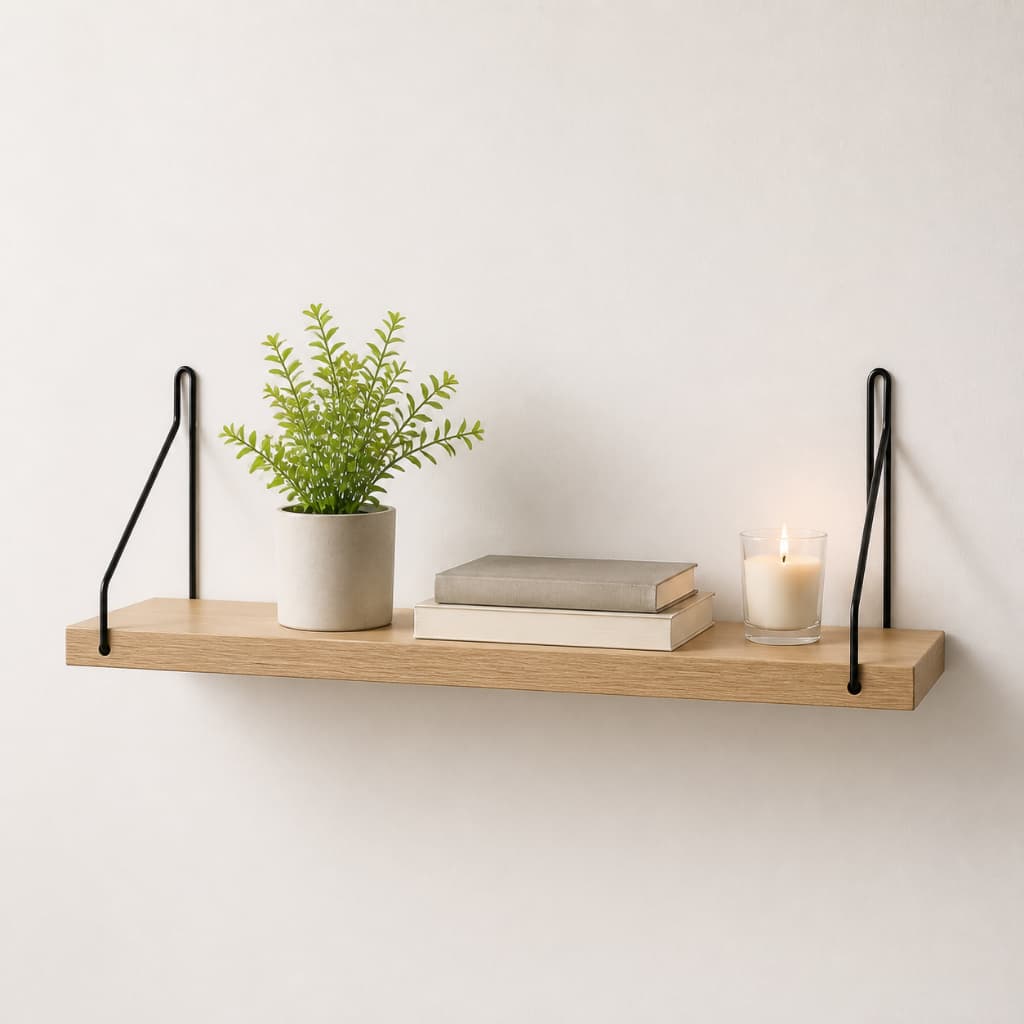 Prateleira Decorativa De Parede Mdf Com Suporte De Ferro