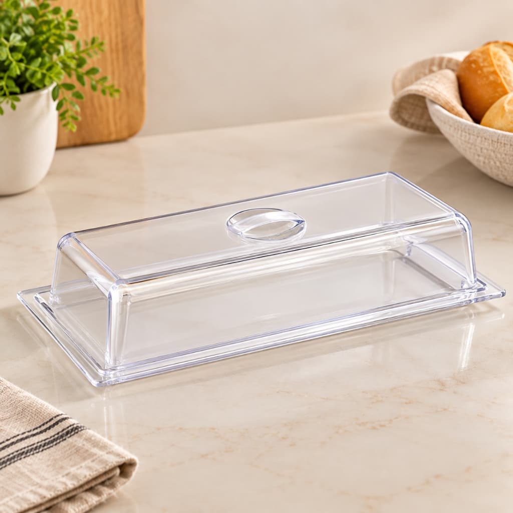 Porta Pão Rocambole Grande 33cm Tampa Transparente Plástico Cristal