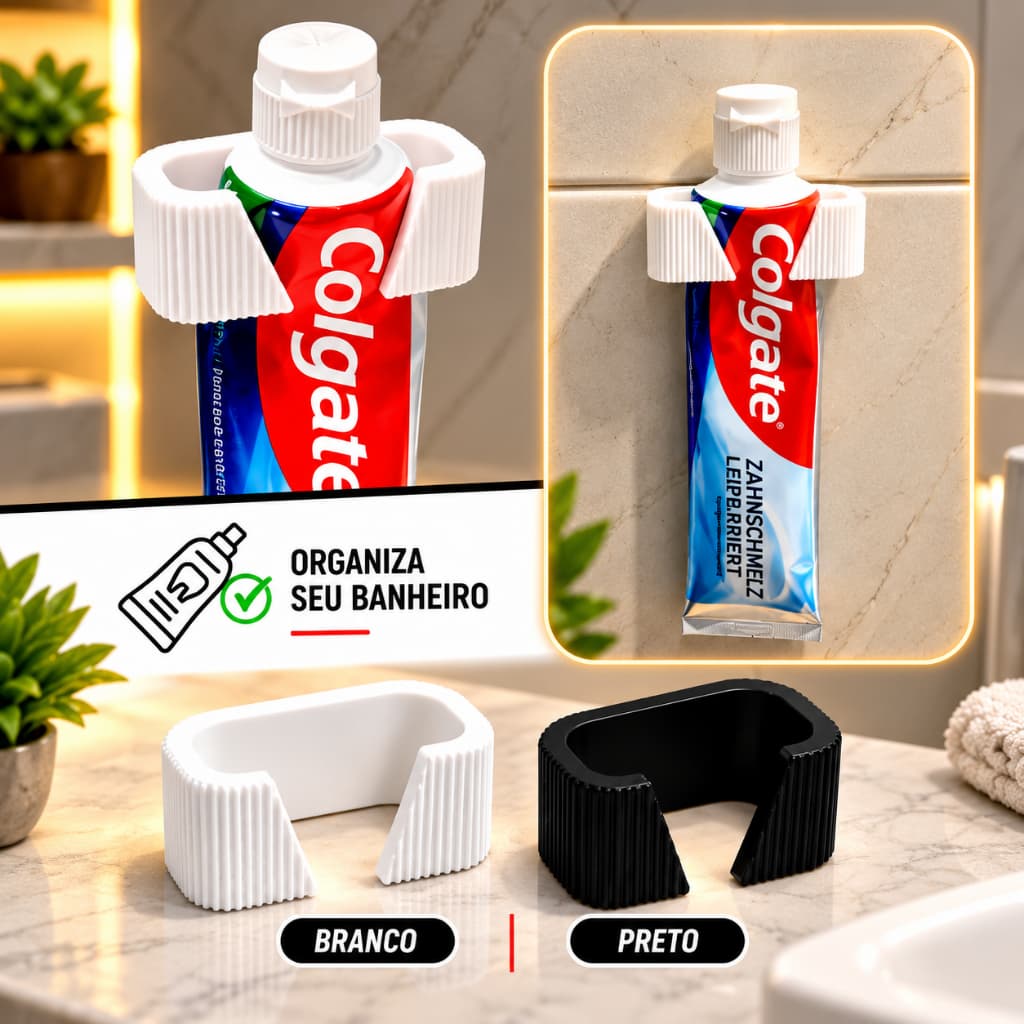 Suporte para Pasta de Dente Autoadesivo Parede de Banheiro Sem Furo