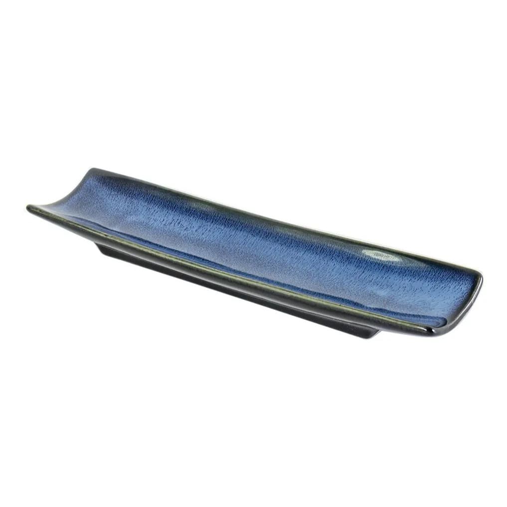 Travessa De Servir De Cerâmica Japonesa Azul 33,5cm BTC