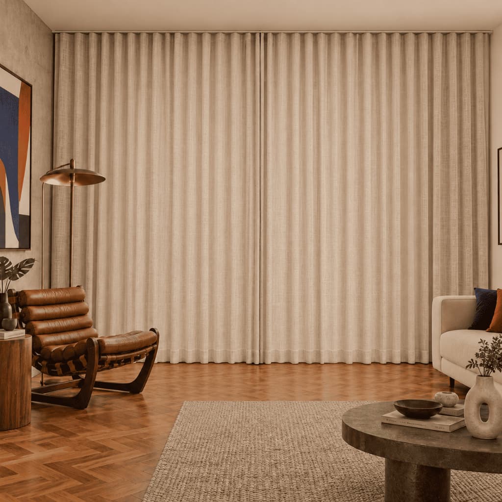 Cortina 5 Metros Sala Quarto Gaze De Linho Voil Blackout Duplo Trilho Wave Altura Sob Medida