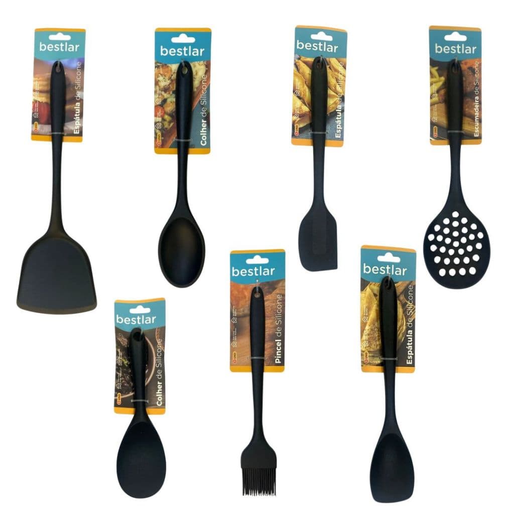 Kit 7 Utensílios de Cozinha de Silicone Preto - Bestlar