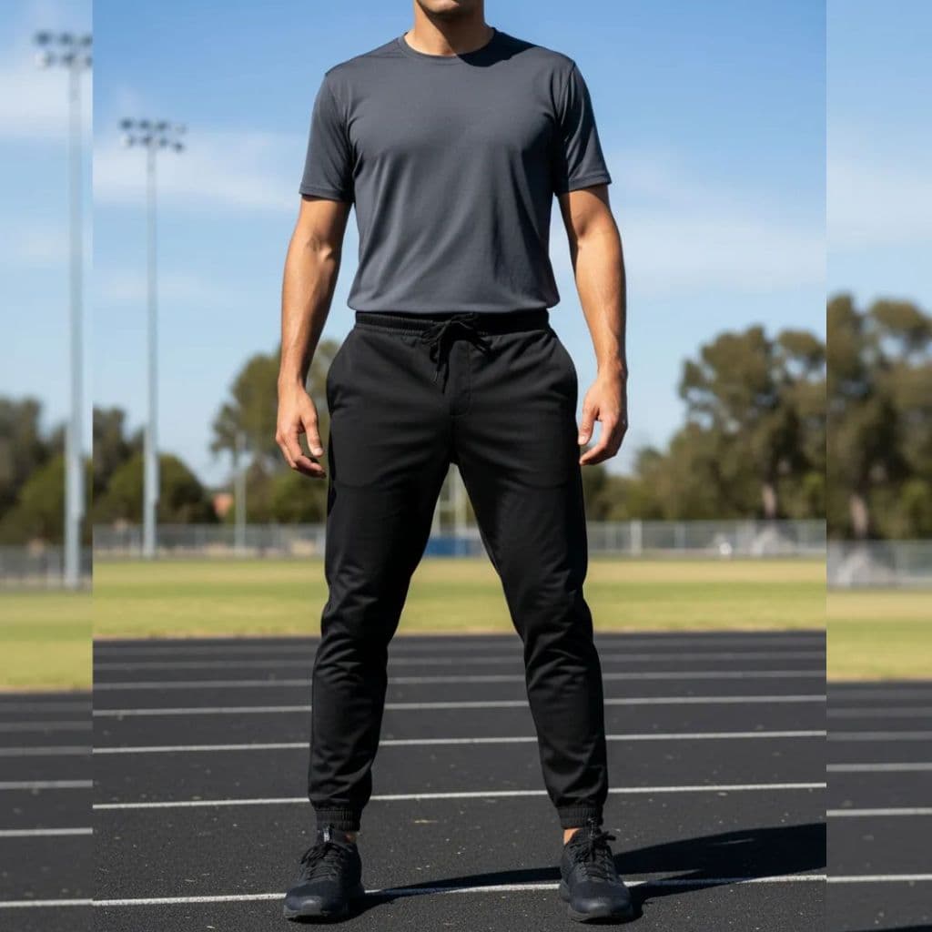 Calça Jogger Reforçada Esportiva Preta Elastano Dry Fit Com Bolsos