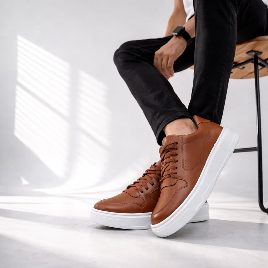 Tênis Masculino Casual Sola Alta Design Moderno Básico Conforto Diário