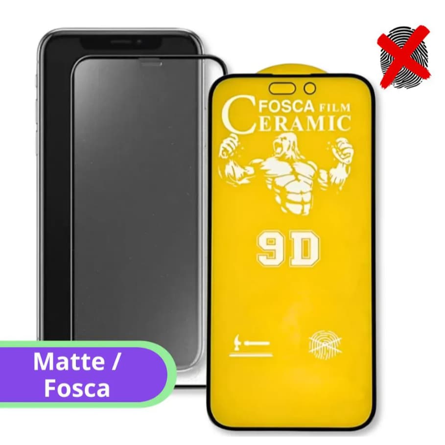 Película Fosca IPhone Cerâmica Flexível 3D 9D iPhone 16 17 15 14 13 12 11 XR Para Todos IPhones