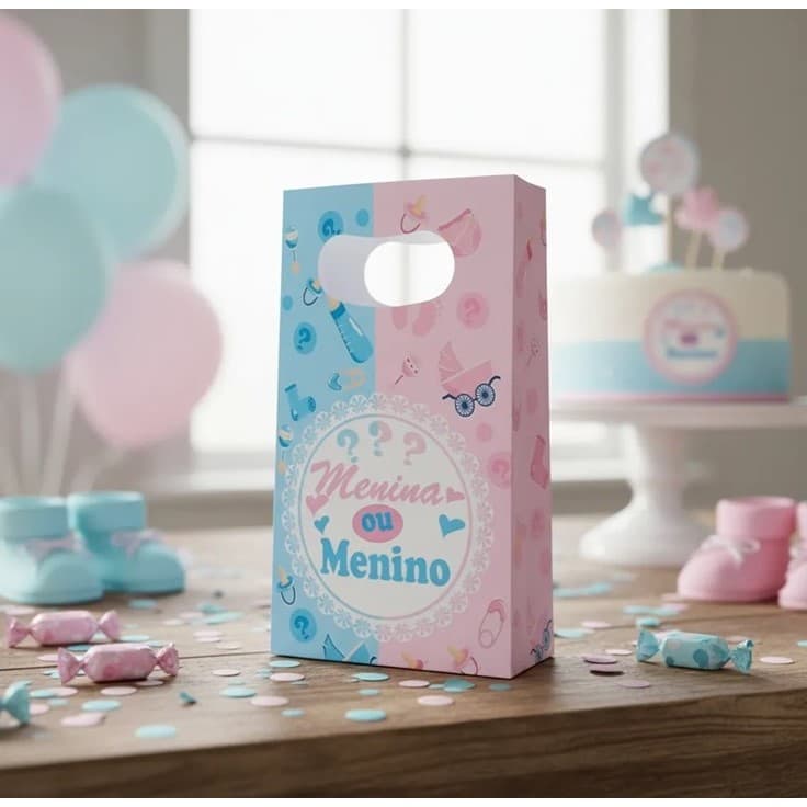 Sacolinhas Personalizadas Chá de Bebe Chá Revelação Menino Ou Menina