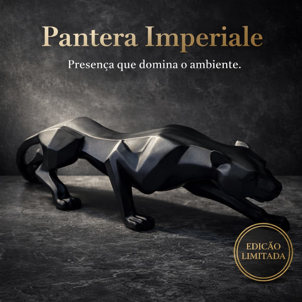 Pantera Decorativa 65cm em Gesso – Escultura Moderna de Luxo para Sala e Escritório