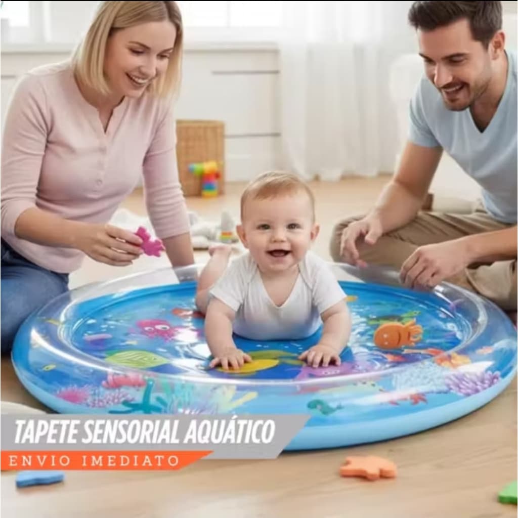 Tapete de Água Inflável Atividades Interativas Almofada Sensorial Brinquedo Infantil Bebê Baby Menino e Menina