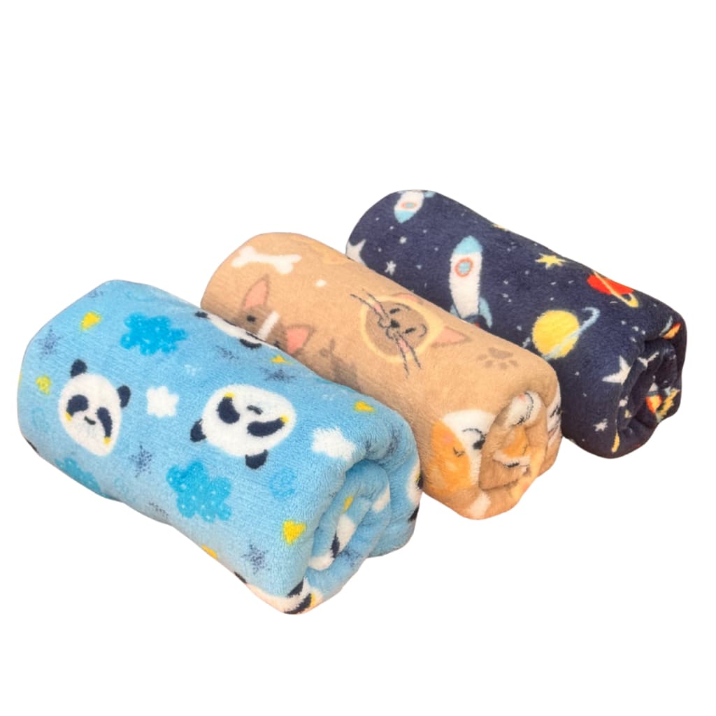 Cobertor Mantinha Manta Infantil Bebe/Pet/Microfibra/Bebê/Menor Preço/Menino/Menina -  Kit 3 uni.