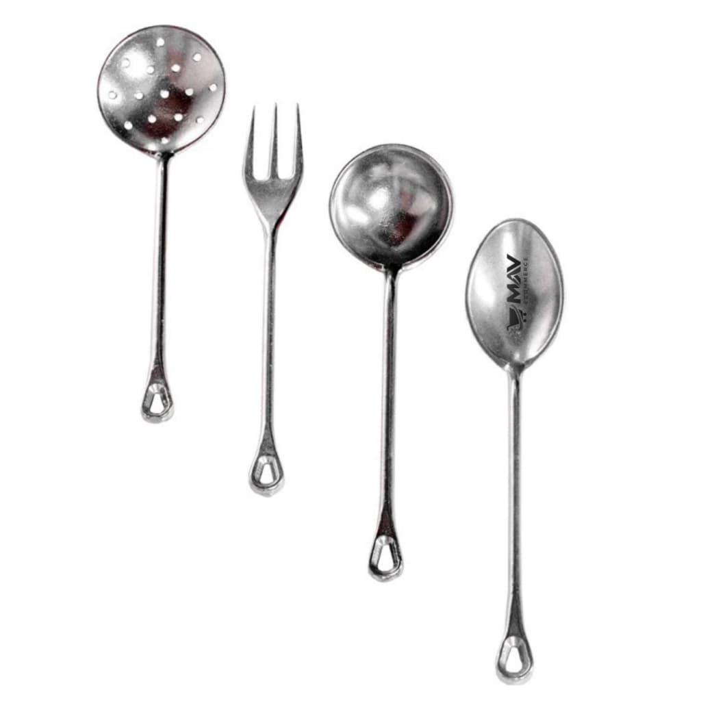 Jogo Talheres de Alumínio Batido Grosso Polido Kit com 4 unidades Cozinha Rústica