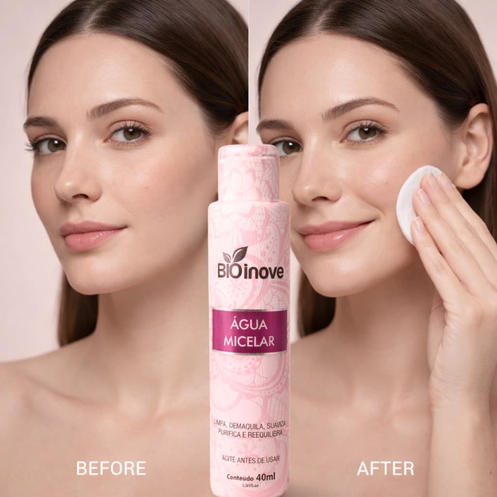 Água Micelar Bio Inove 40ml Removedor de Maquiagem Suavizador e Purificante Para o Rosto