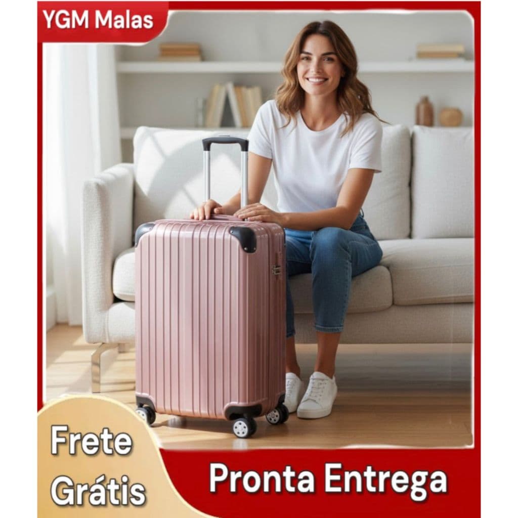 Mala De Viagem 10KG Com Ziper Extensível Rodas Duplas 360° Removíveis Abs Estrutura Reforçada