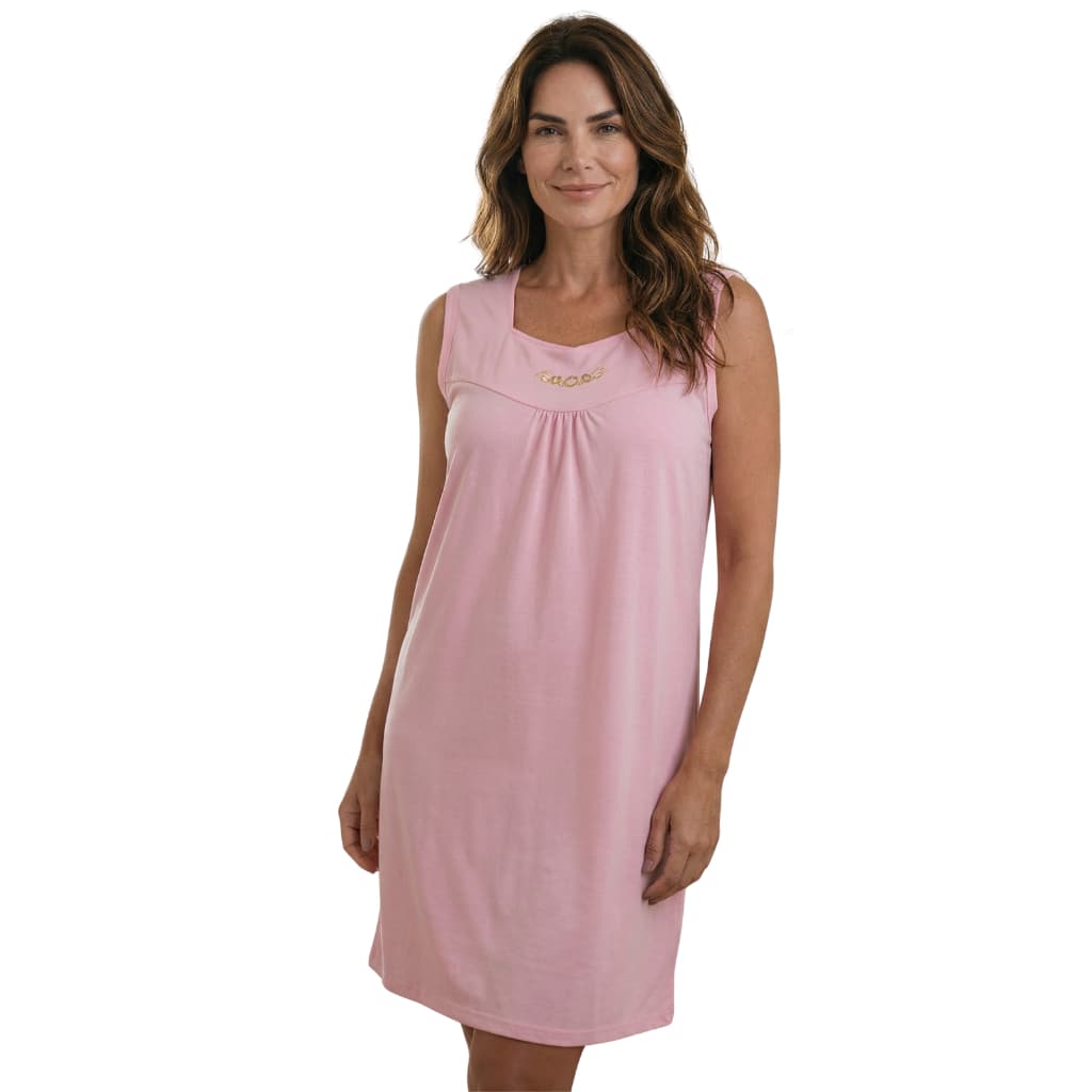 Camisola Pala Feminina de Malha Regata Sem Manga Vestido Senhora Idosa