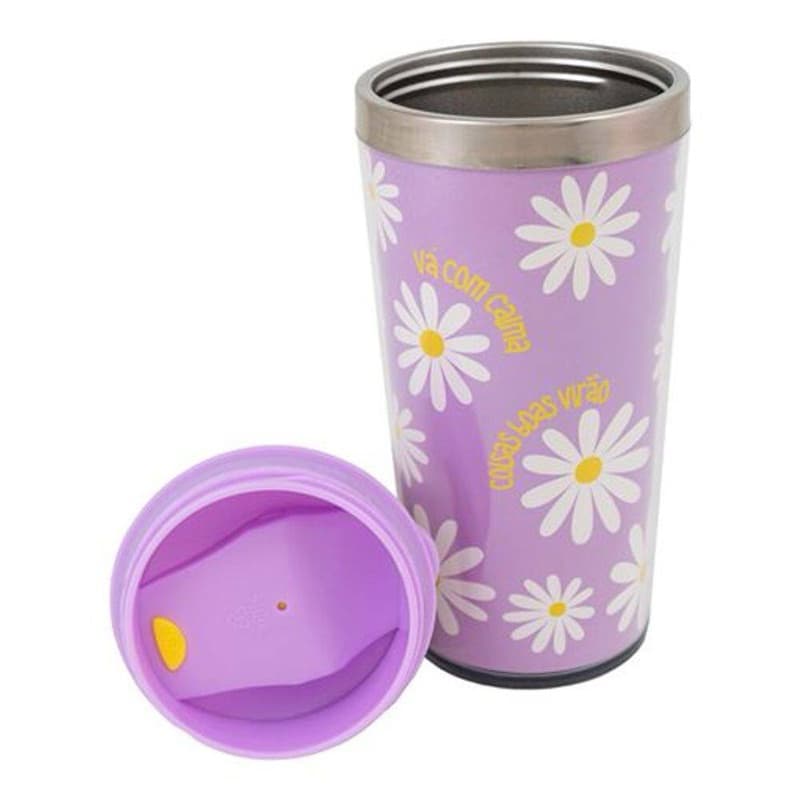 Copo Termico Viagem Plastico E Aco Inox 465ml Uatt Calmomila