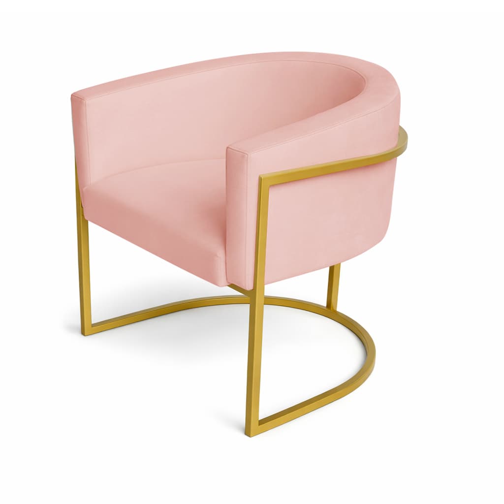 Poltrona Alicia  Luna Com Base de Metal Decorativa Salão Manicure Espaço Mulher Penteadeira Clínica Recepção Atendimento