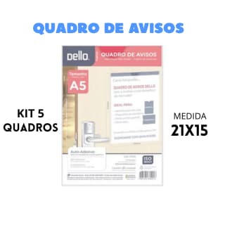 Quadro De Avisos KIT 5 Unidades Multiuso Meio oficio A5 Polipropileno Dello