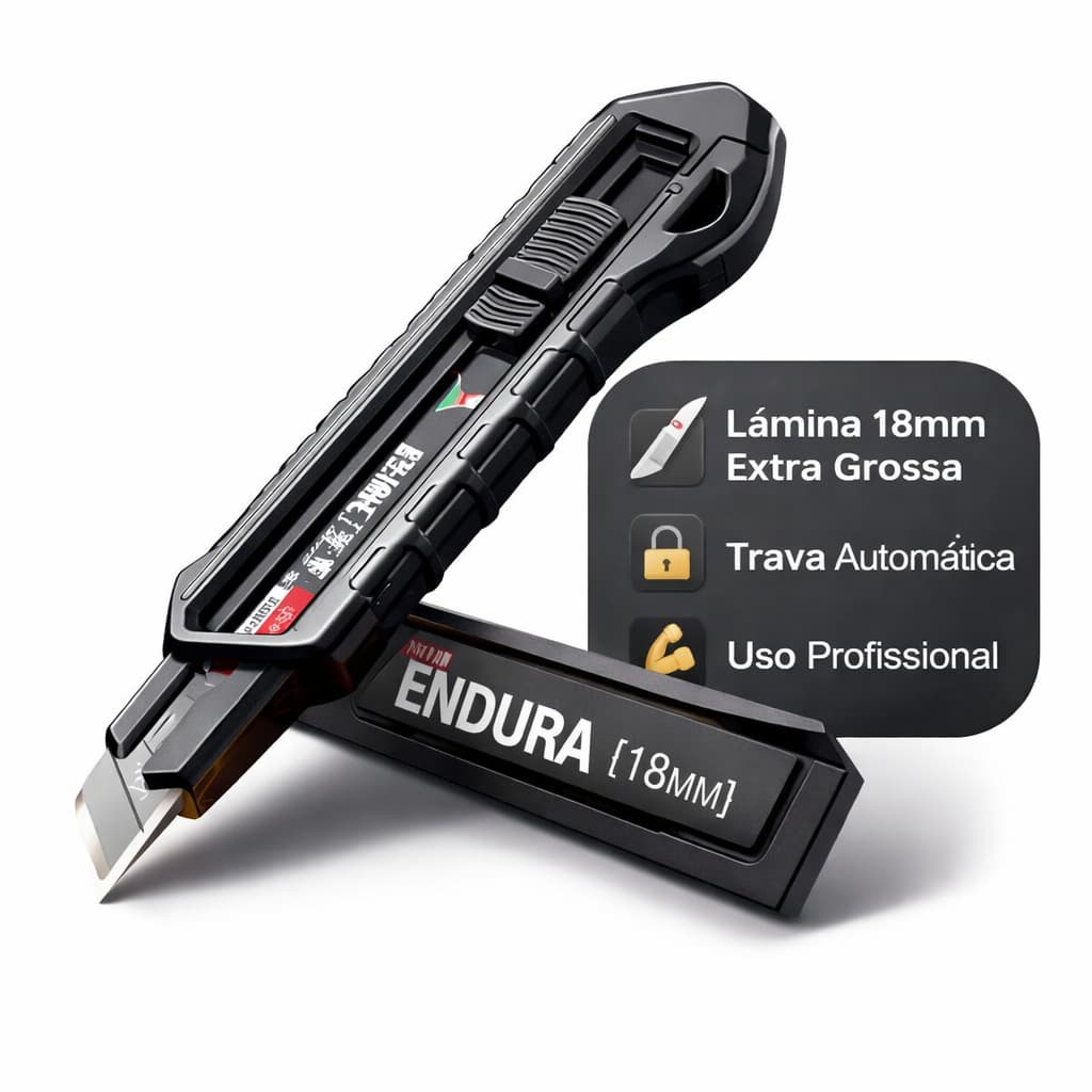 Estilete Profissional 18mm Lâmina Extra Grossa Trava Automática Corte Pesado