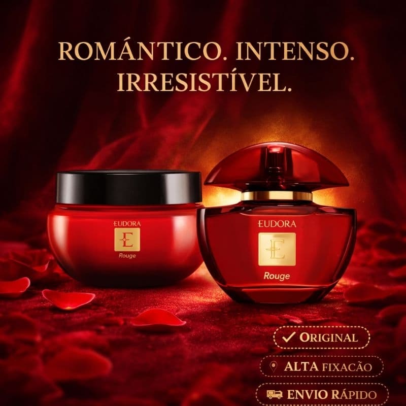 Perfume Eudora Rouge 75ml Original + Hidratante 250ml Kit Feminino Alta Fixação