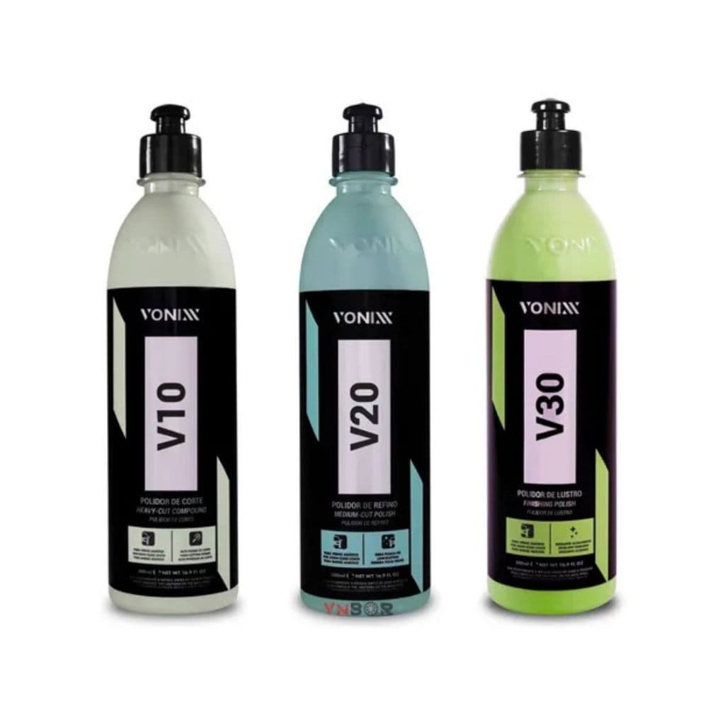 V10 Polidor Corte + V20 Refino + V30 Lustrador Vonixx 500ml
