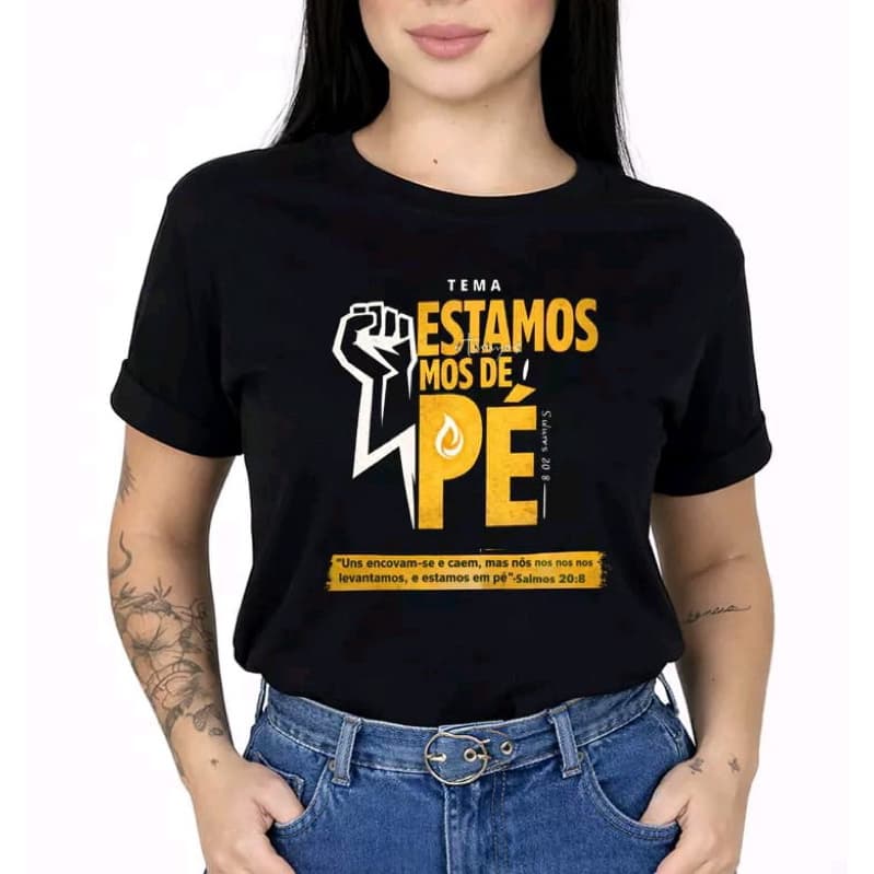 Camiseta Religiosa Estamos de Pé Algodão 100%
