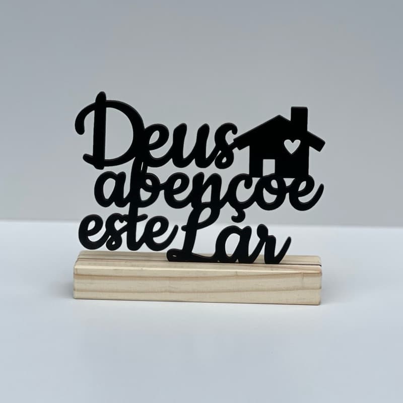 Enfeite Mesa em Madeira Deus abençoe este Lar
