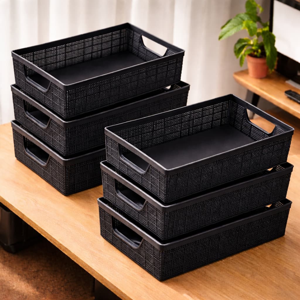 Kit 6 Cestos Organizadores 2 Litros Multiuso de Plástico Casa Cozinha Banheiro Lavanderia Armário
