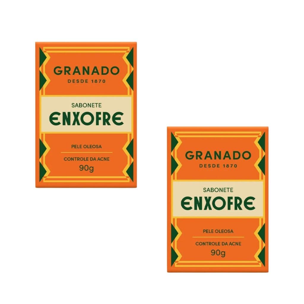 Kit 2 Sabonete Enxofre Em Barra 90gr Para Pele Oleosa Limpeza Profunda